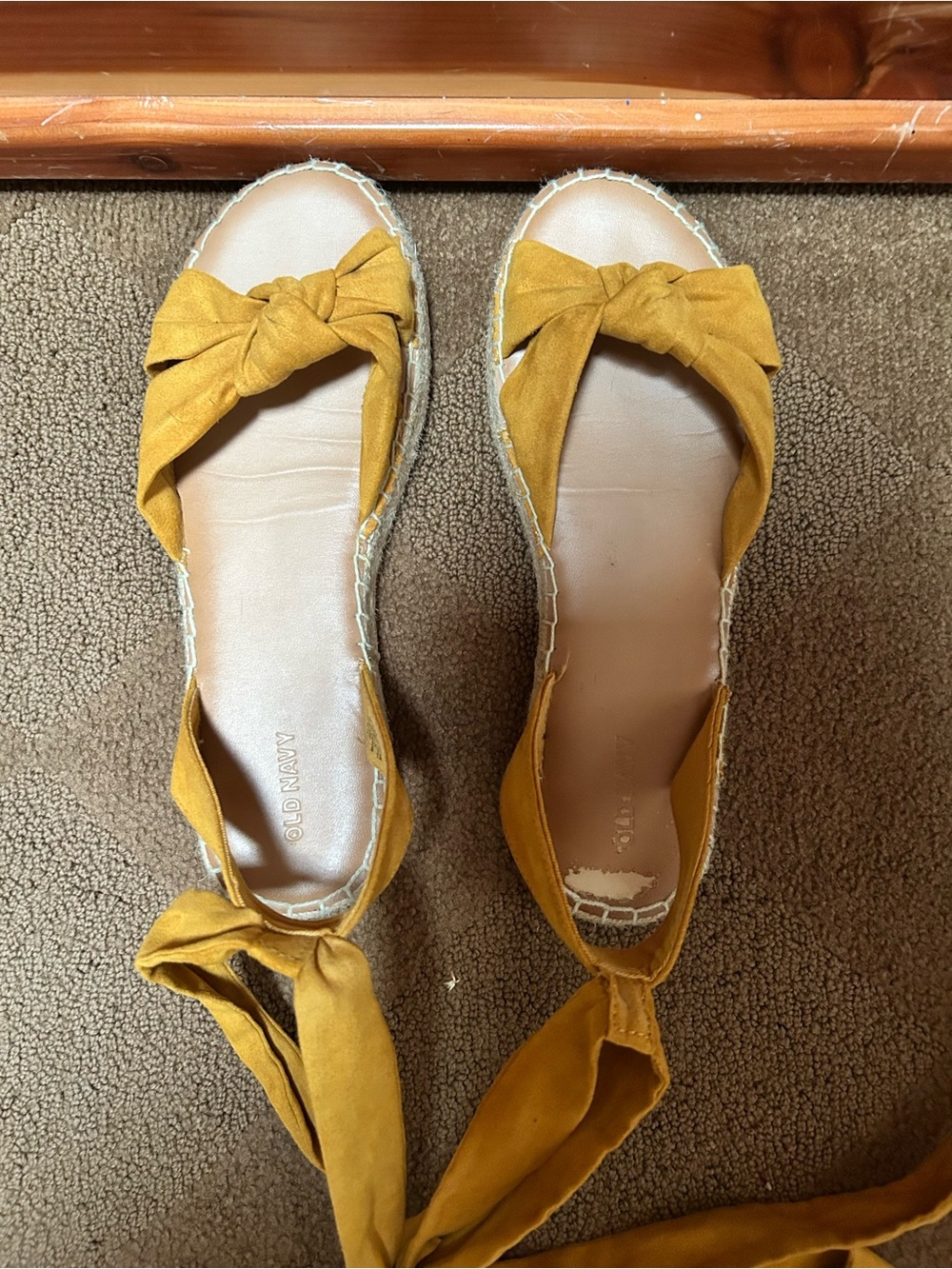 Old Navy Yellow Bow Espadrille Tie-Back Flats
